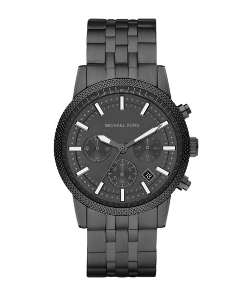 michael kors stainless steel chronograph watch gunmetal|Michael Kors black runway watch.